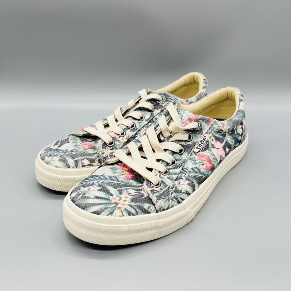 Taos Shoes Women 8.5 Multicolor Floral Canvas Plim Soul Lace Up Sneakers Comfort - Picture 3 of 11